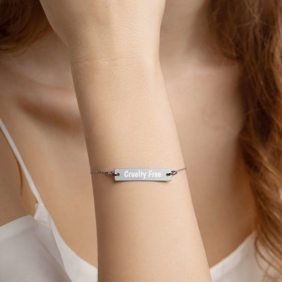 Engraved Silver Bar Chain Bracelet: Cruelty Free