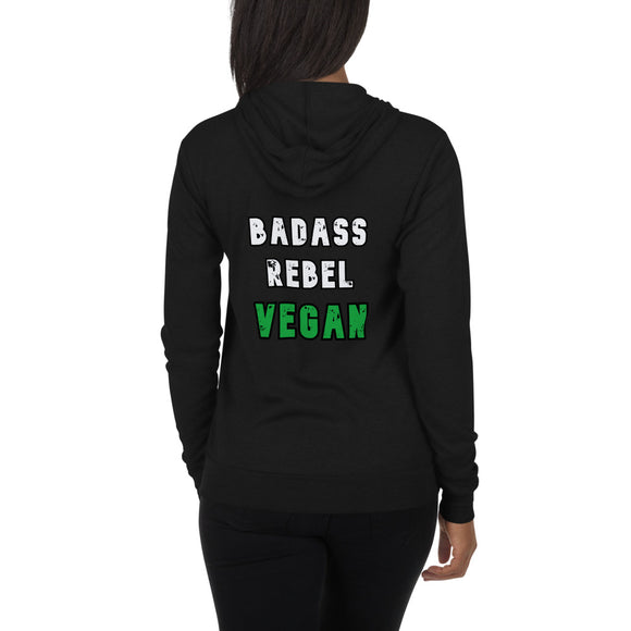 Unisex zip hoodie: Badass Rebel Vegan