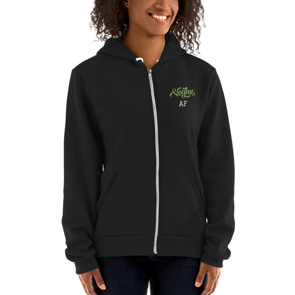 Unisex Embroidered Zip Hoodie Sweatshirt: Vegan AF