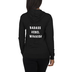 Gender Neutral Lightweight Zip Hoodie: Badass Rebel Warrior